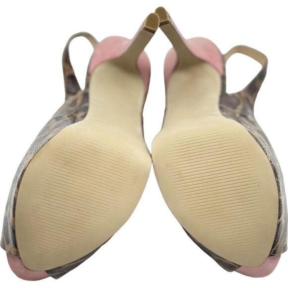 Enzo Angiolini Leopard Print Open Toe Sandal with Pink Heel Nine West BNWOT - Picture 8 of 8